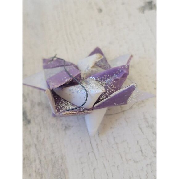 Handmade glitter bow purple Xmas ornament Decor figure - Picture 4 of 5